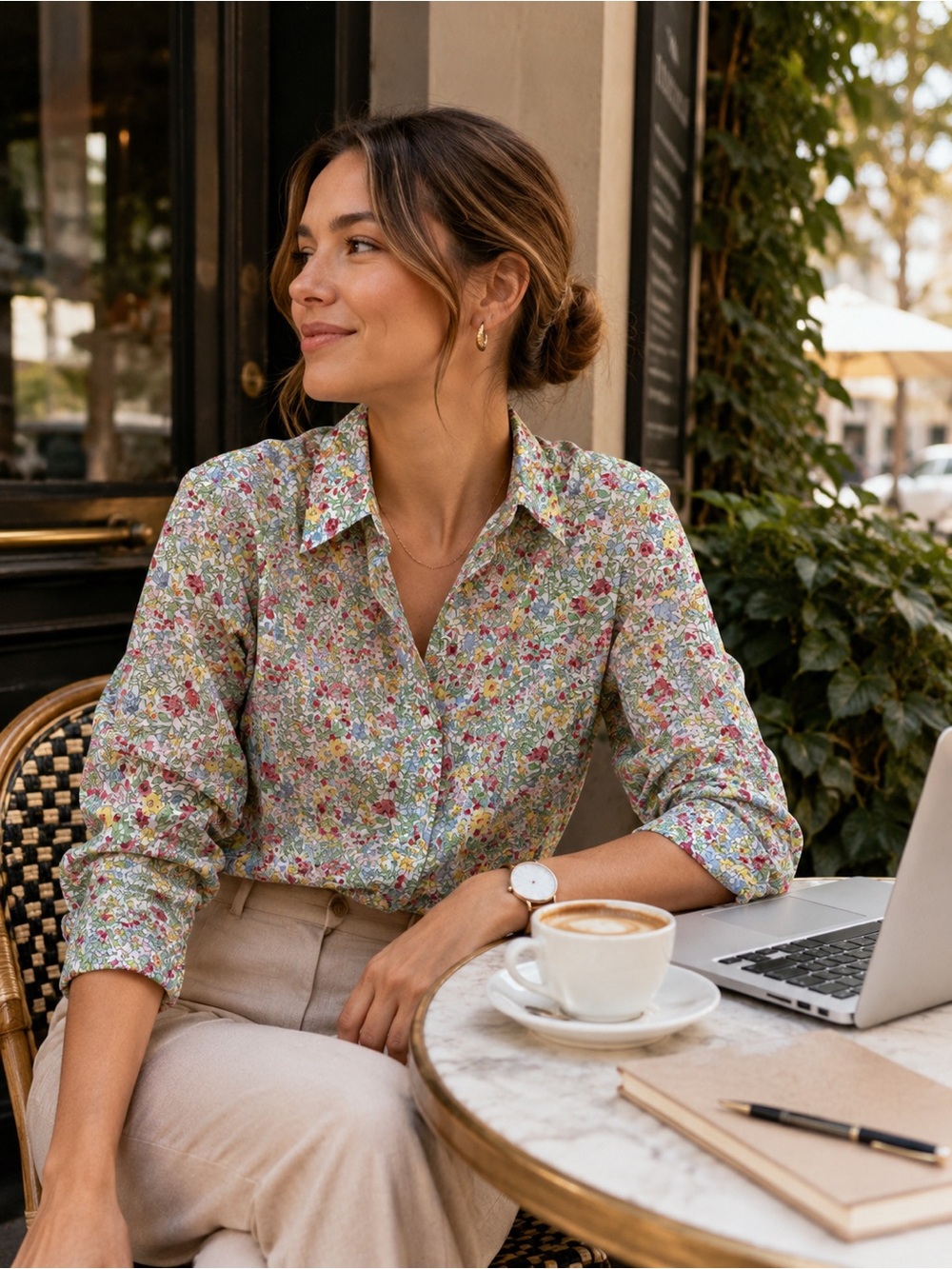 Tommy Hilfiger Floral Button-Down Shirt in Green Multi
